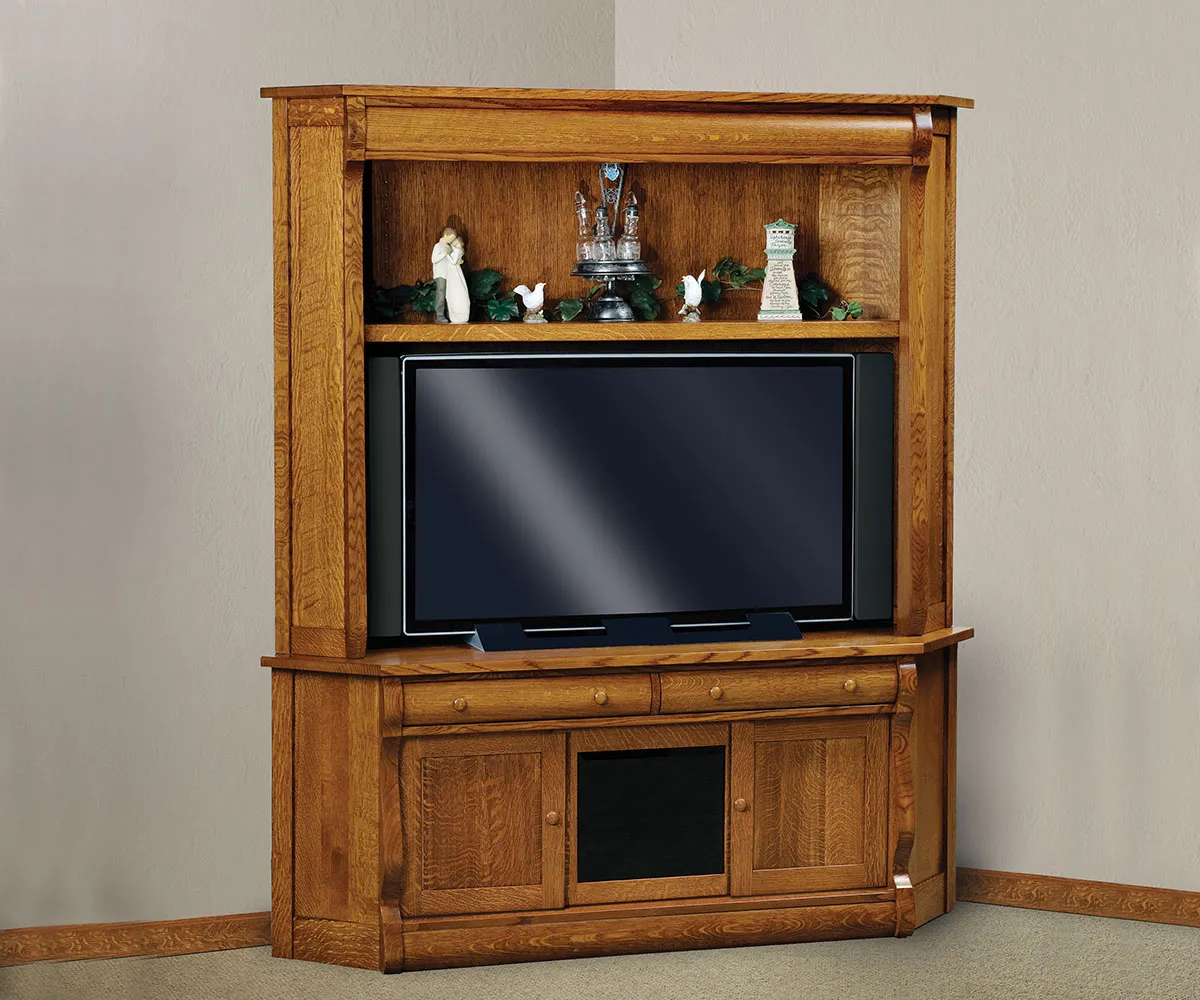 Old Classic Sleigh Corner Media Console With Hutch - Image 2